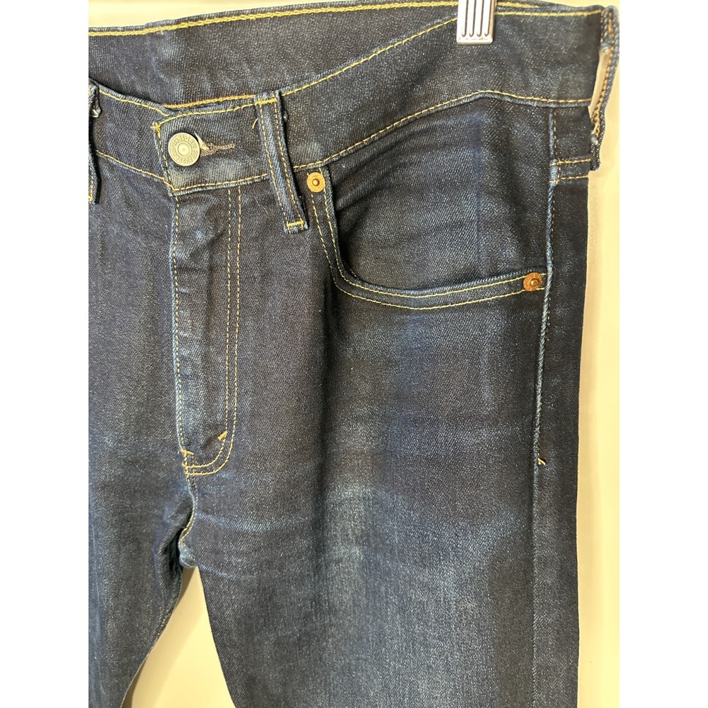 Levi's 512 Slim Taper Fit Jeans Dark Wash Blue Denim Men's Size 34 x 34 5 Pocket - Picture 8 of 16